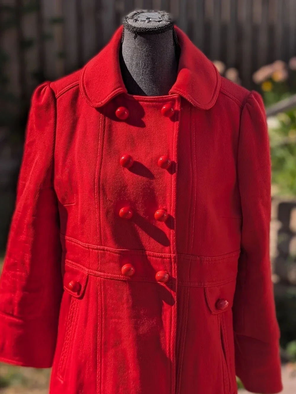 Marc Jacobs Women's Wool Blend Red Double Brested Long Peacoat Size Large